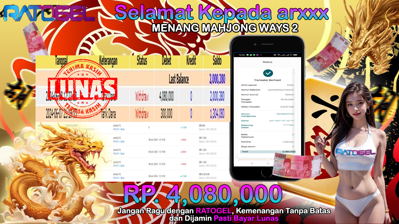 BUKTI JP SLOT MAHJONG WAYS 2 TERPERCAYA DI INDONESIA TGL 08-06-2024