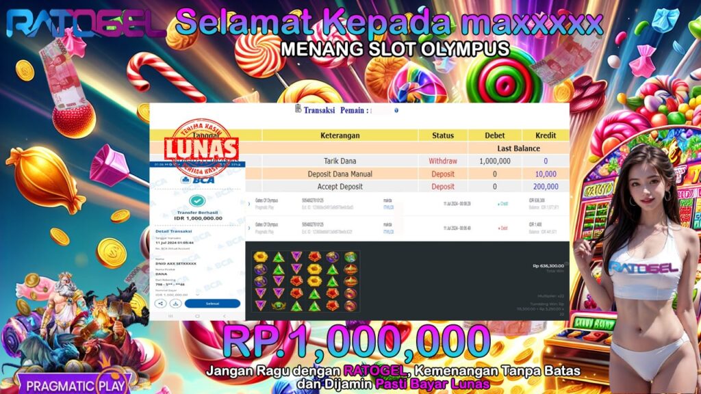 BUKTI JACKPOT SLOT GATES OF OLYMPUS TERPERCAYA DI INDONESIA TGL 11-07-2024