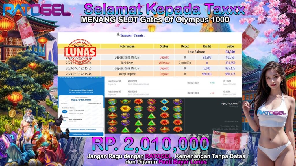 BUKTI JACKPOT SLOT GATES OF OLYMPUS 1000 TERPERCAYA DI INDONESIA TGL 08-07-2024