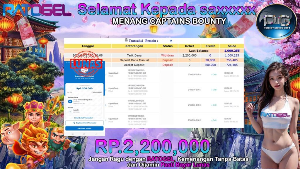 BUKTI JACKPOT SLOT CAPTAINS BOUNTY TERPERCAYA DI INDONESIA TGL 27-07-2024