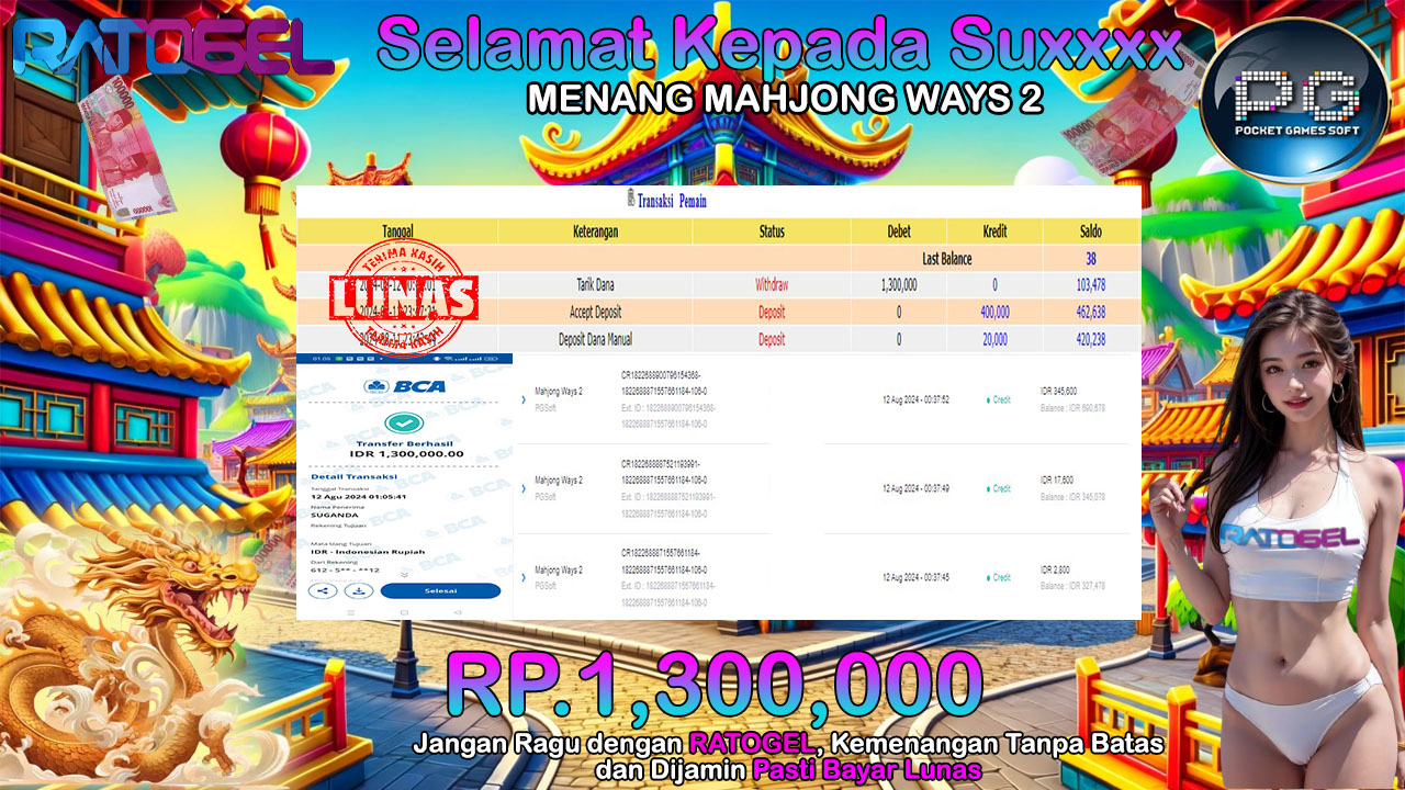 BUKTI JACKPOT SLOT MAHJONG WAYS 2 TERPERCAYA DI INDONESIA TGL 12-08-2024